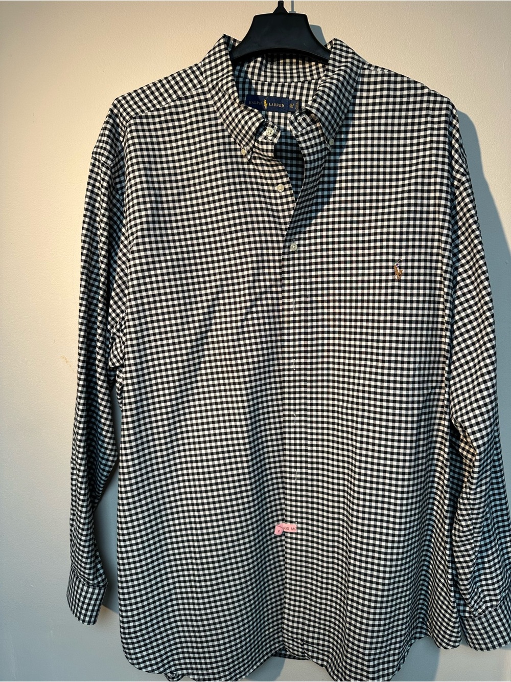 Ralph Lauren Black and White Gingham Button-Down Shirt